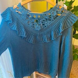 Free People | Open Knit Eyelet Lace Sweater